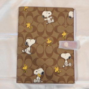 New Coach X Peanuts Notebook In Signature Canvas With Snoopy Woodstock Print
